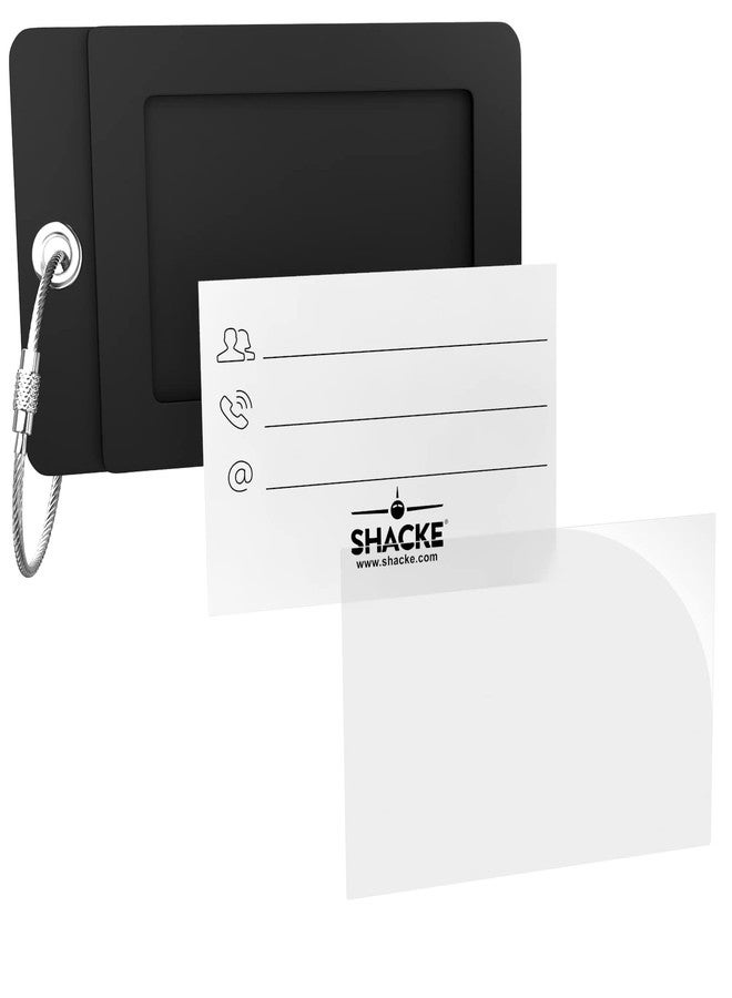 Shacke بطاقة تعريف الأمتعة من شاك - بطاقة قابلة للطي بالكامل مع حلقة من الفولاذ المقاوم للصدأ - أسود (الحرف C) - Image 4